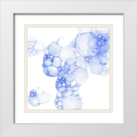 Bubble Square blue I White Modern Wood Framed Art Print with Double Matting by Wilson, Kelsey