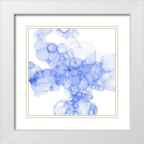 Bubble Square blue III White Modern Wood Framed Art Print with Double Matting by Wilson, Kelsey