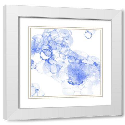 Bubble Square blue IV White Modern Wood Framed Art Print with Double Matting by Wilson, Kelsey