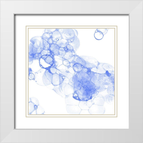 Bubble Square blue IV White Modern Wood Framed Art Print with Double Matting by Wilson, Kelsey