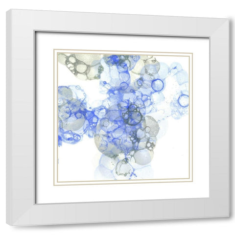 Bubble Square blue And grey I White Modern Wood Framed Art Print with Double Matting by Wilson, Kelsey