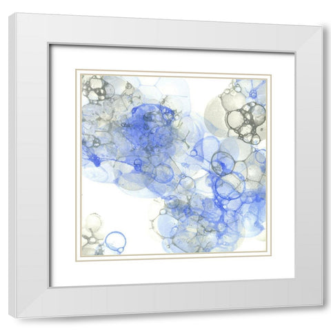 Bubble Square blue And grey III White Modern Wood Framed Art Print with Double Matting by Wilson, Kelsey