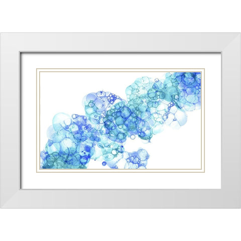 Bubblescape aqua And blue II White Modern Wood Framed Art Print with Double Matting by Wilson, Kelsey