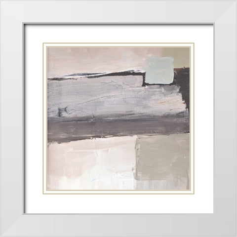 Blocks and Circles abstract III White Modern Wood Framed Art Print with Double Matting by Chapman, Marcy