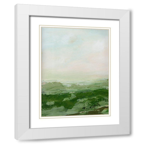 Soft Green Hills White Modern Wood Framed Art Print with Double Matting by Chapman, Marcy