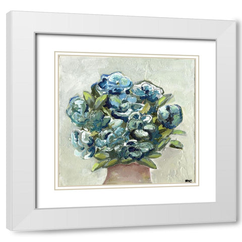 Vase of Blues White Modern Wood Framed Art Print with Double Matting by Chapman, Marcy