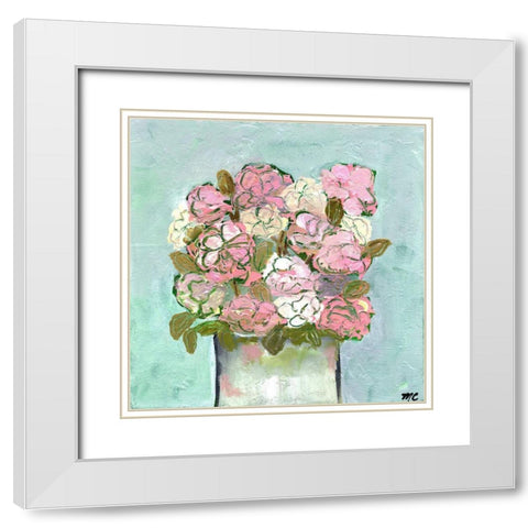 Pinks for You White Modern Wood Framed Art Print with Double Matting by Chapman, Marcy