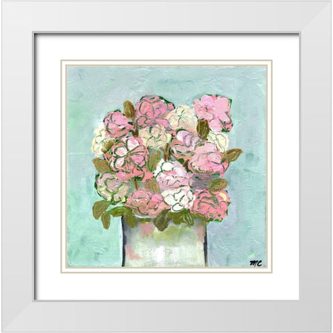 Pinks for You White Modern Wood Framed Art Print with Double Matting by Chapman, Marcy