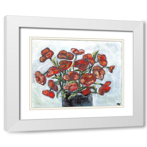 Handpicked Poppies White Modern Wood Framed Art Print with Double Matting by Chapman, Marcy