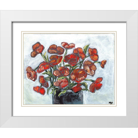 Handpicked Poppies White Modern Wood Framed Art Print with Double Matting by Chapman, Marcy