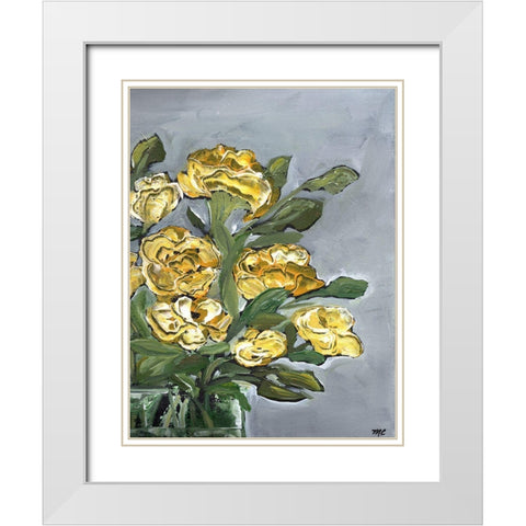 Yellow Farmhouse Bouquet portrait II White Modern Wood Framed Art Print with Double Matting by Chapman, Marcy