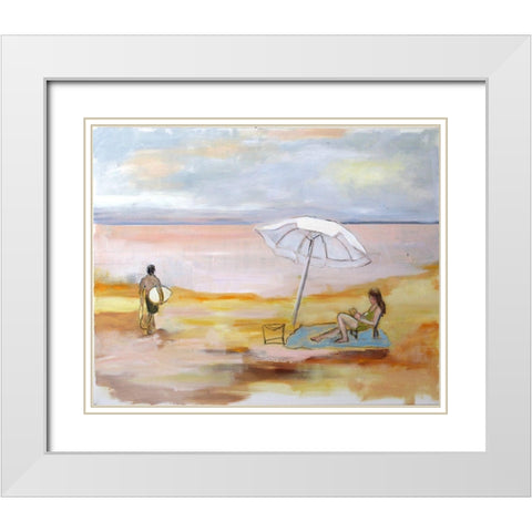 Last Light White Modern Wood Framed Art Print with Double Matting by Marie, Susanne