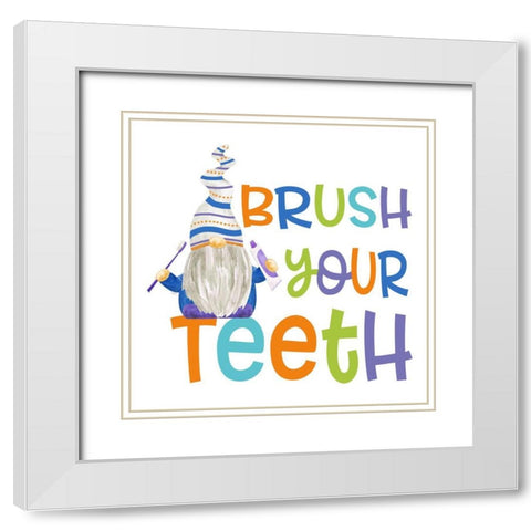 Bathroom Gnomes I White Modern Wood Framed Art Print with Double Matting by Reed, Tara