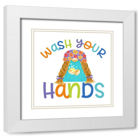 Bathroom Gnomes II White Modern Wood Framed Art Print with Double Matting by Reed, Tara