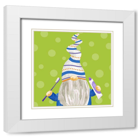 Bathroom Gnomes IV White Modern Wood Framed Art Print with Double Matting by Reed, Tara