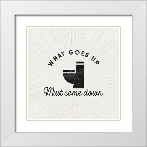 Bath Art IX-What Goes Up White Modern Wood Framed Art Print with Double Matting by Reed, Tara