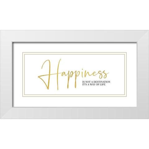 Sentiment Art panel III-Happiness White Modern Wood Framed Art Print with Double Matting by Reed, Tara