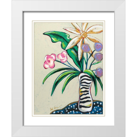 Pop Florals I-Stripes White Modern Wood Framed Art Print with Double Matting by Augustine, Jodi