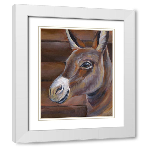 Barn Donkey White Modern Wood Framed Art Print with Double Matting by Wilson, Kelsey