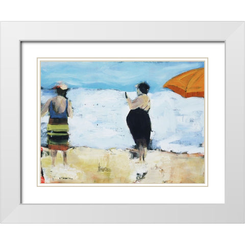 Beach Ladies White Modern Wood Framed Art Print with Double Matting by Marie, Susanne