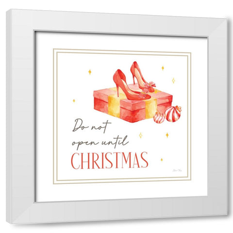 Christmas in the City V-Do not Open White Modern Wood Framed Art Print with Double Matting by Faye, Elena