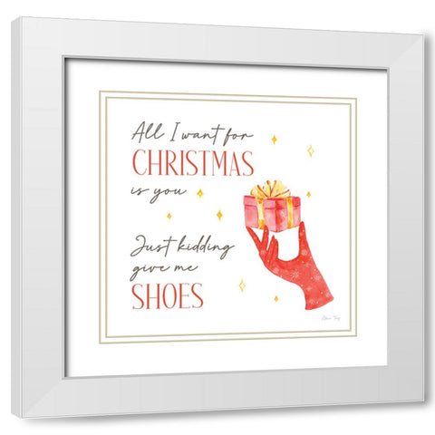 Christmas in the City VIII-All I Want White Modern Wood Framed Art Print with Double Matting by Faye, Elena