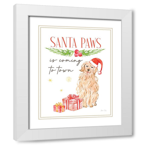 Christmas in the City portrait I-Santa Paws White Modern Wood Framed Art Print with Double Matting by Faye, Elena