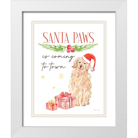 Christmas in the City portrait I-Santa Paws White Modern Wood Framed Art Print with Double Matting by Faye, Elena