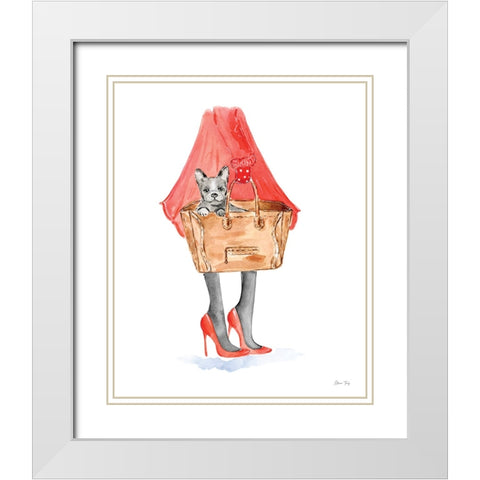 Christmas in the City portrait IV White Modern Wood Framed Art Print with Double Matting by Faye, Elena