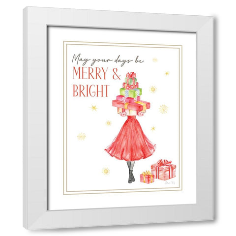 Christmas in the City portrait V-Merry & Bright White Modern Wood Framed Art Print with Double Matting by Faye, Elena