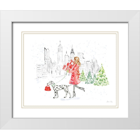 Christmas in the City landscape II White Modern Wood Framed Art Print with Double Matting by Faye, Elena