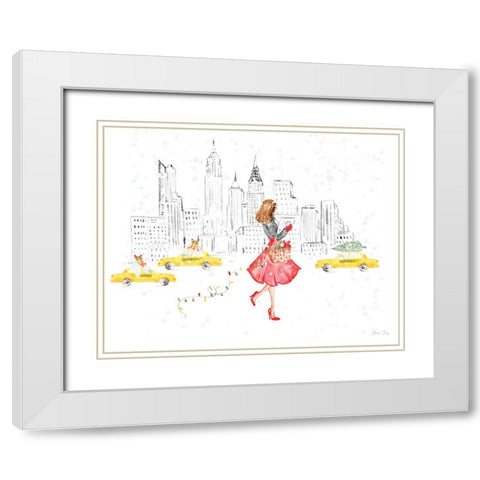 Christmas in the City landscape III White Modern Wood Framed Art Print with Double Matting by Faye, Elena
