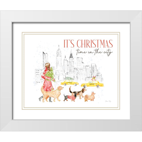 Christmas in the City landscape IV-It''s Christmas White Modern Wood Framed Art Print with Double Matting by Faye, Elena