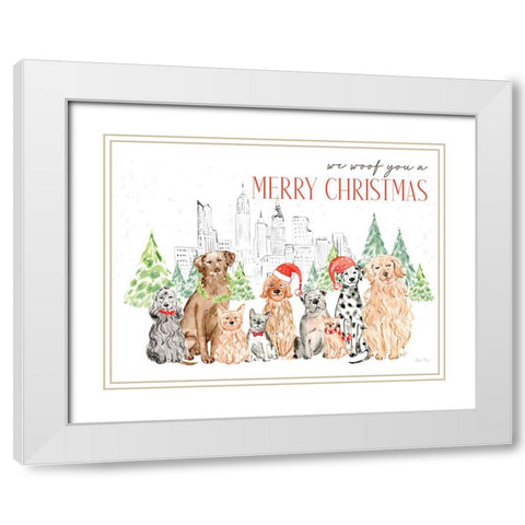 Christmas in the City landscape V-Merry Christmas White Modern Wood Framed Art Print with Double Matting by Faye, Elena
