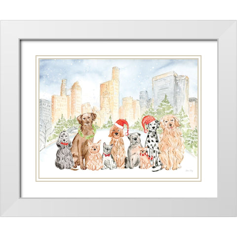 Christmas in the City landscape VI White Modern Wood Framed Art Print with Double Matting by Faye, Elena