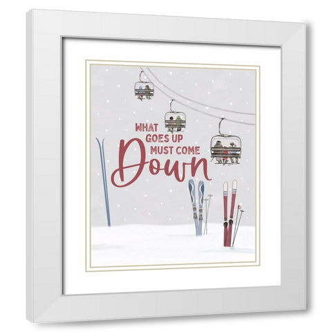 Winter Mountain Getaway portrait II-What Goes Up White Modern Wood Framed Art Print with Double Matting by Tara Reed