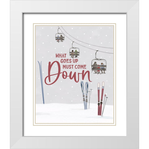 Winter Mountain Getaway portrait II-What Goes Up White Modern Wood Framed Art Print with Double Matting by Tara Reed