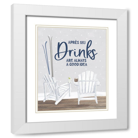 Winter Mountain Getaway portrait III-Drinks White Modern Wood Framed Art Print with Double Matting by Tara Reed