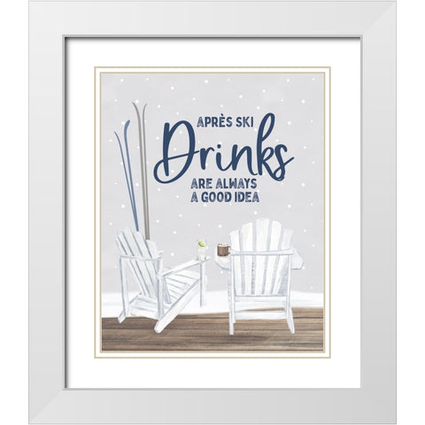 Winter Mountain Getaway portrait III-Drinks White Modern Wood Framed Art Print with Double Matting by Tara Reed