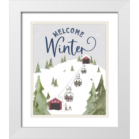 Winter Mountain Getaway portrait VI-Welcome Winter White Modern Wood Framed Art Print with Double Matting by Tara Reed