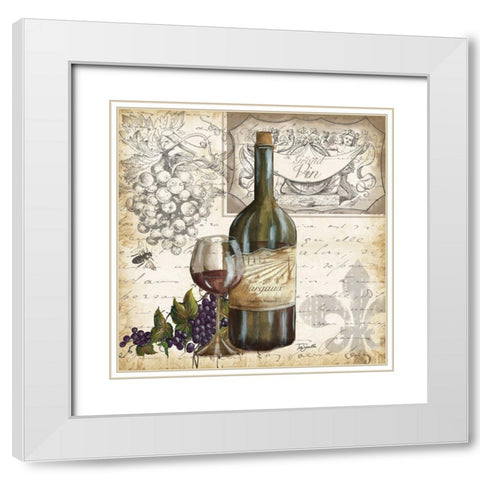 Wine Square I White Modern Wood Framed Art Print with Double Matting by Tre Sorelle Studios