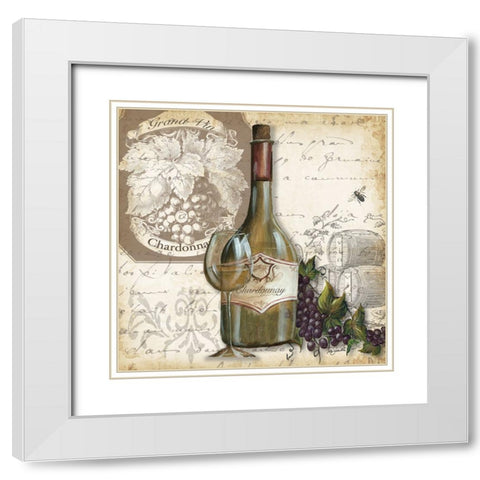 Wine Square II White Modern Wood Framed Art Print with Double Matting by Tre Sorelle Studios