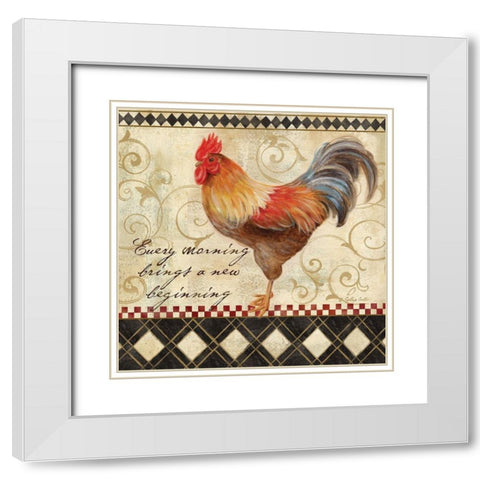 Rooster Sentiment II White Modern Wood Framed Art Print with Double Matting by Coulter, Cynthia