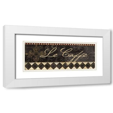 Le Cafe Sign I White Modern Wood Framed Art Print with Double Matting by Coulter, Cynthia