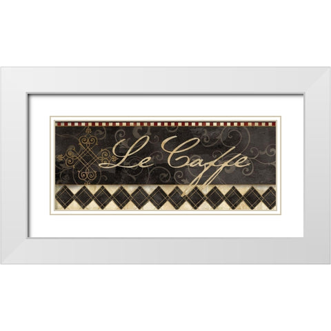 Le Cafe Sign I White Modern Wood Framed Art Print with Double Matting by Coulter, Cynthia
