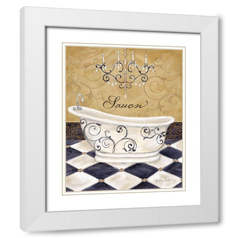 Elegant Bath I White Modern Wood Framed Art Print with Double Matting by Coulter, Cynthia
