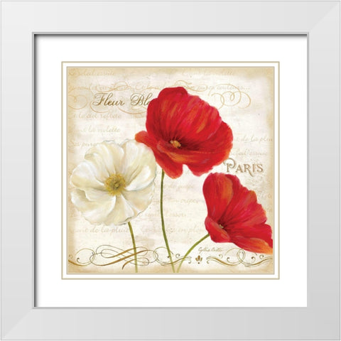Paris Poppies I White Modern Wood Framed Art Print with Double Matting by Coulter, Cynthia