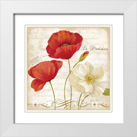 Paris Poppies II White Modern Wood Framed Art Print with Double Matting by Coulter, Cynthia