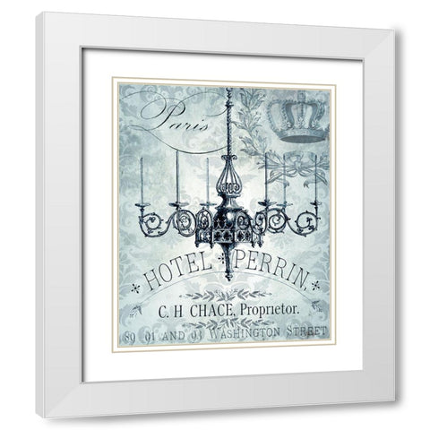 Vintage Chandelier I  White Modern Wood Framed Art Print with Double Matting by Tre Sorelle Studios