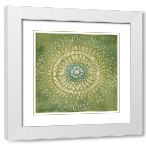 Jacobean Medallions II White Modern Wood Framed Art Print with Double Matting by Coulter, Cynthia